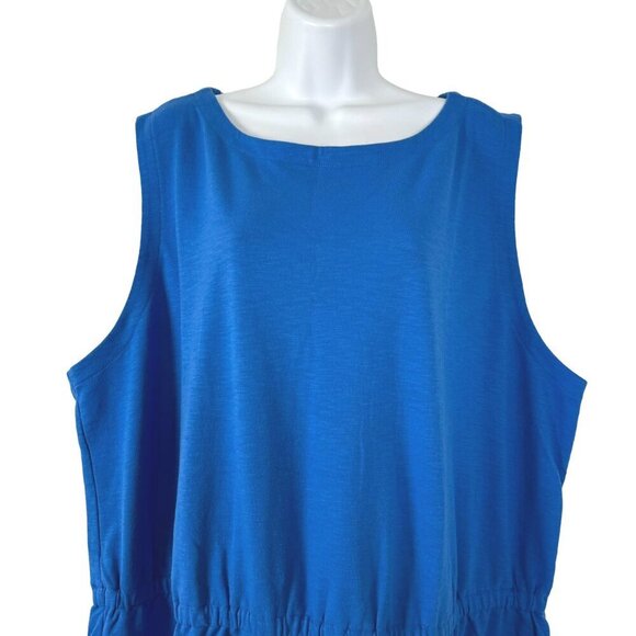 T By Talbots Dress‎ Womens 3X Blue Sleeveless Cotton Polyester NWT DR-1597 - Picture 3 of 9